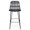 Tabouret de bar mi-hauteur en rotin pieds noirs PRETTY MINI (noir)