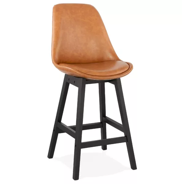 Tabouret de bar chaise de bar mi-hauteur design pieds noirs DAIVY MINI (marron clair)