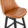 Tabouret de bar chaise de bar mi-hauteur design pieds noirs DAIVY MINI (marron clair)