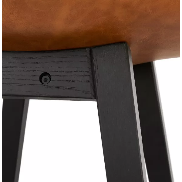 Tabouret de bar chaise de bar mi-hauteur design pieds noirs DAIVY MINI (marron clair)