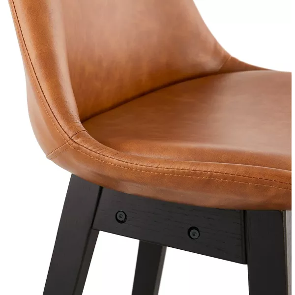 Tabouret de bar chaise de bar mi-hauteur design pieds noirs DAIVY MINI (marron clair)