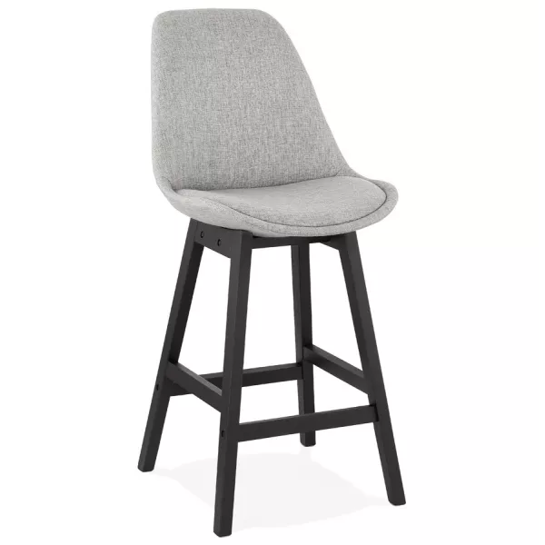 Tabouret de bar chaise de bar mi-hauteur design pieds noirs ILDA MINI (gris clair)