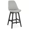 Tabouret de bar chaise de bar mi-hauteur design pieds noirs ILDA MINI (gris clair)