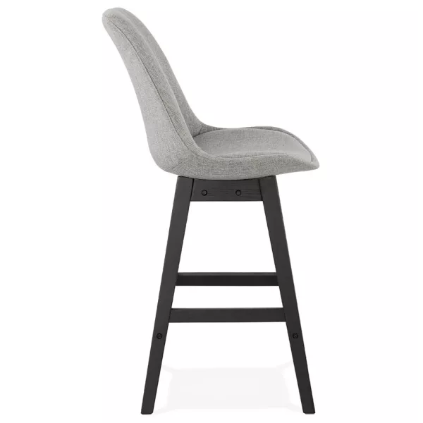 Tabouret de bar chaise de bar mi-hauteur design pieds noirs ILDA MINI (gris clair)