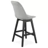 Tabouret de bar chaise de bar mi-hauteur design pieds noirs ILDA MINI (gris clair)