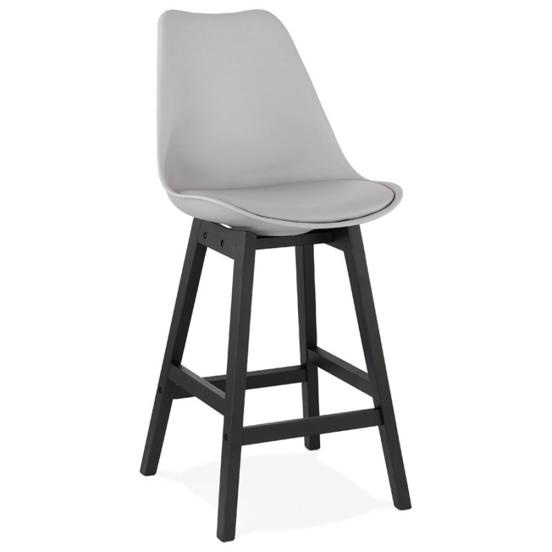 Tabouret de bar chaise de bar mi-hauteur design pieds noirs DYLAN MINI (gris clair)