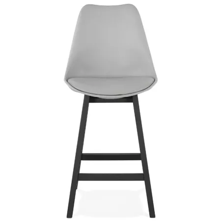 Tabouret de bar chaise de bar mi-hauteur design pieds noirs DYLAN MINI (gris clair)