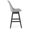 Tabouret de bar chaise de bar mi-hauteur design pieds noirs DYLAN MINI (gris clair)