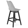 Tabouret de bar chaise de bar mi-hauteur design pieds noirs DYLAN MINI (gris clair)