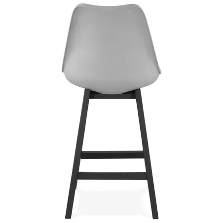 Tabouret de bar chaise de bar mi-hauteur design pieds noirs DYLAN MINI (gris clair)