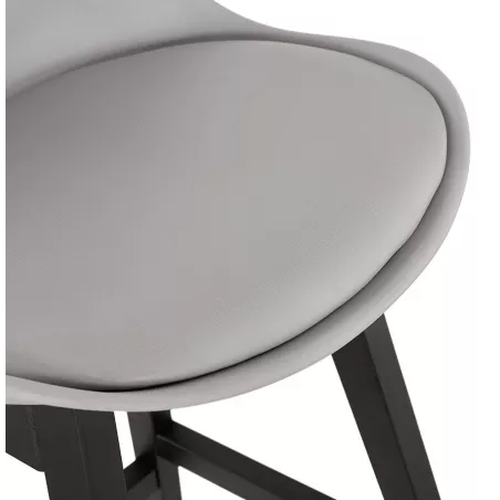 Tabouret de bar chaise de bar mi-hauteur design pieds noirs DYLAN MINI (gris clair)