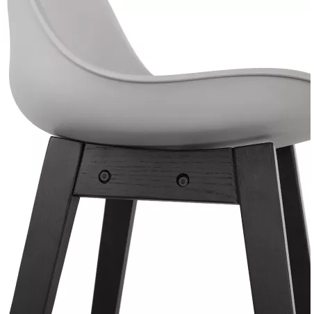 Tabouret de bar chaise de bar mi-hauteur design pieds noirs DYLAN MINI (gris clair)