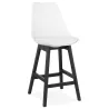 Tabouret de bar chaise de bar mi-hauteur design pieds noirs DYLAN MINI (blanc)