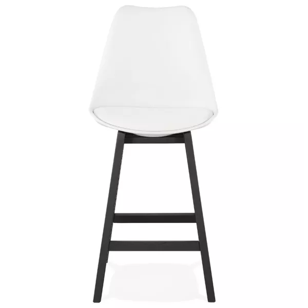 Tabouret de bar chaise de bar mi-hauteur design pieds noirs DYLAN MINI (blanc)