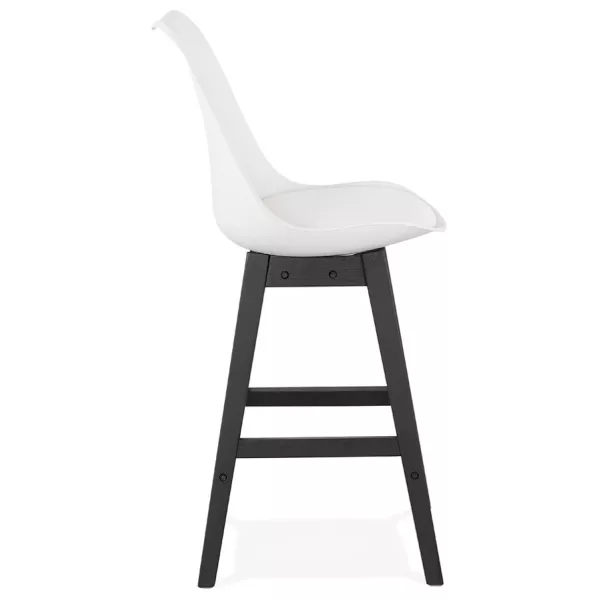 Tabouret de bar chaise de bar mi-hauteur design pieds noirs DYLAN MINI (blanc)