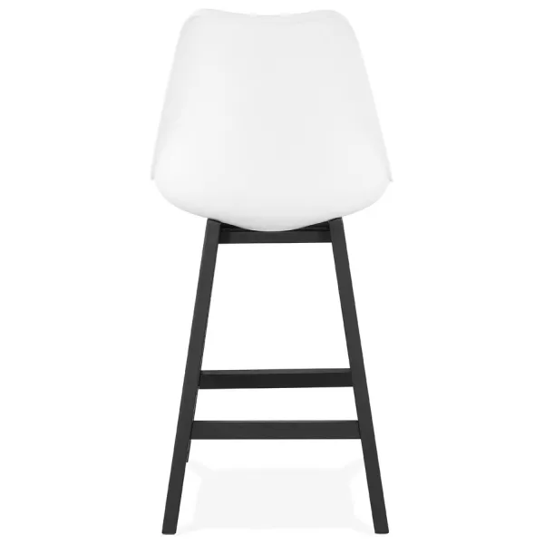 Tabouret de bar chaise de bar mi-hauteur design pieds noirs DYLAN MINI (blanc)