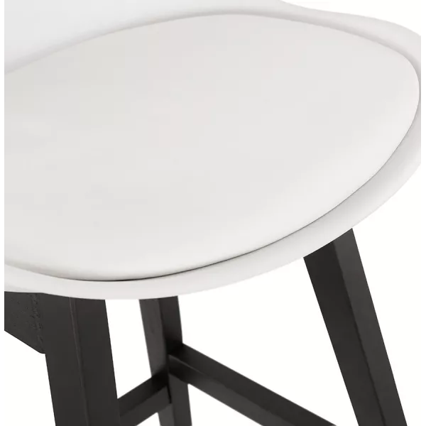 Tabouret de bar chaise de bar mi-hauteur design pieds noirs DYLAN MINI (blanc)