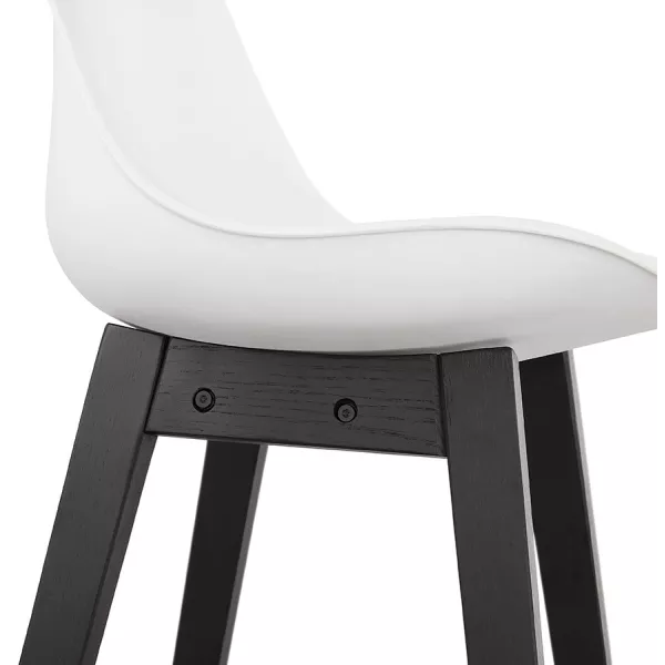 Tabouret de bar chaise de bar mi-hauteur design pieds noirs DYLAN MINI (blanc)