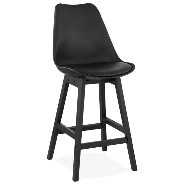 Tabouret de bar chaise de bar mi-hauteur design pieds noirs DYLAN MINI (noir)