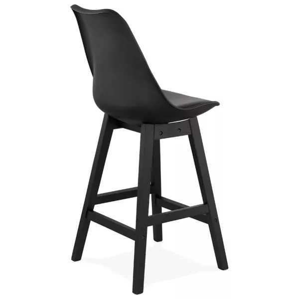 Tabouret de bar chaise de bar mi-hauteur design pieds noirs DYLAN MINI (noir)