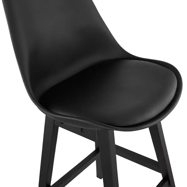 Tabouret de bar chaise de bar mi-hauteur design pieds noirs DYLAN MINI (noir)