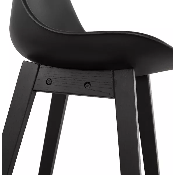 Tabouret de bar chaise de bar mi-hauteur design pieds noirs DYLAN MINI (noir)