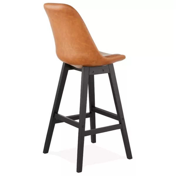 Tabouret de bar design chaise de bar pieds noirs DAIVY (marron clair)