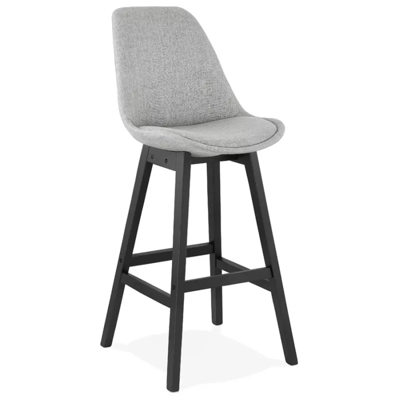 Tabouret de bar chaise de bar pieds noirs ILDA (gris clair)