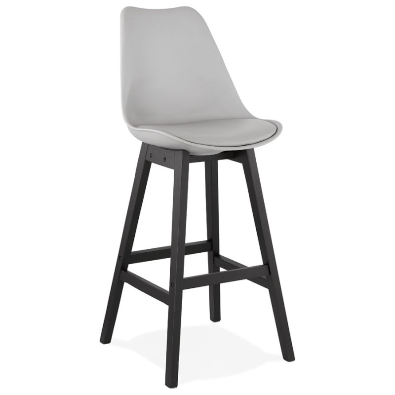 Tabouret de bar chaise de bar pieds noirs DYLAN (gris clair)