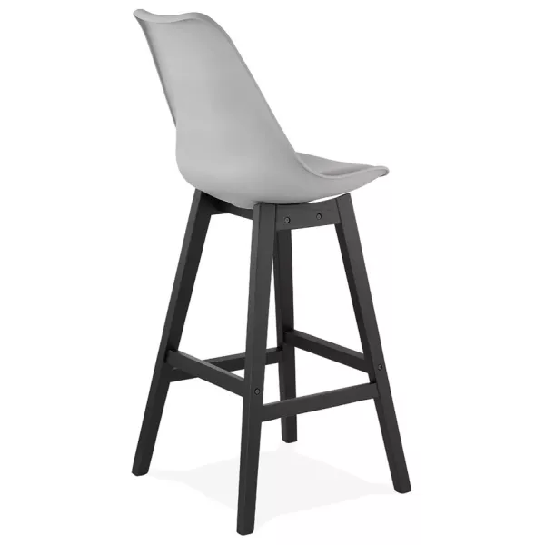 Tabouret de bar chaise de bar pieds noirs DYLAN (gris clair)