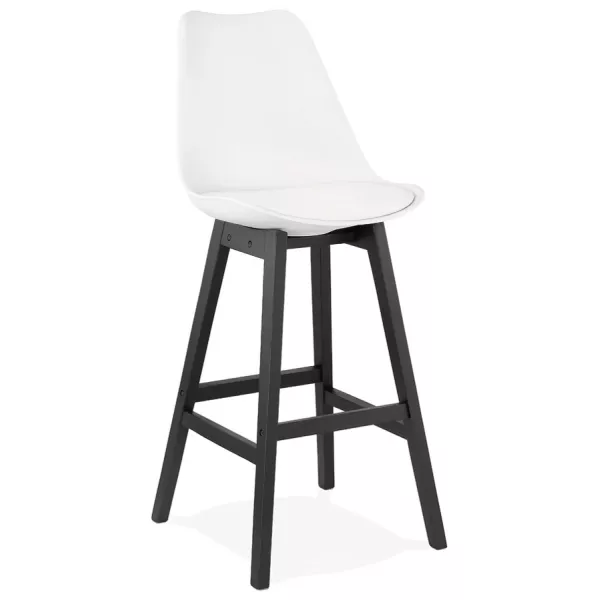 Tabouret de bar chaise de bar pieds noirs DYLAN (blanc)