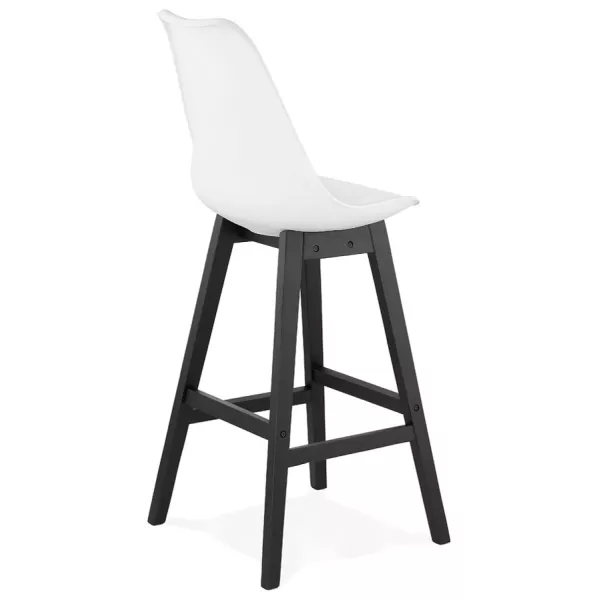 Tabouret de bar chaise de bar pieds noirs DYLAN (blanc)