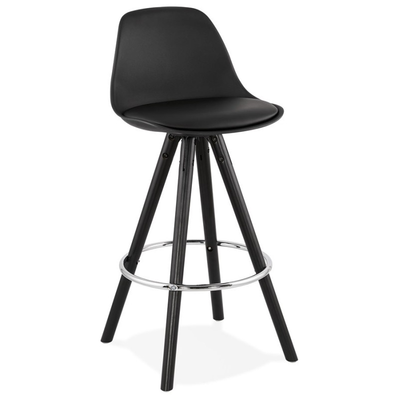 Tabouret de bar mi-hauteur design pieds noirs OCTAVE MINI (noir)