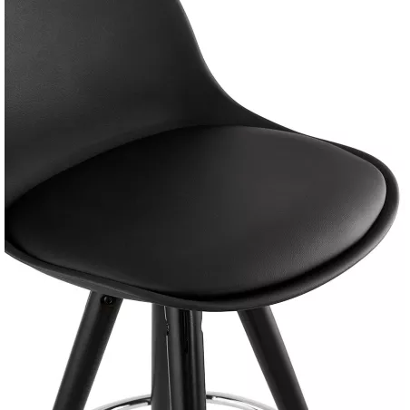 Tabouret de bar mi-hauteur design pieds noirs OCTAVE MINI (noir)