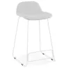 Tabouret de bar mi-hauteur en tissu pieds métal blanc CUTIE MINI (gris clair)