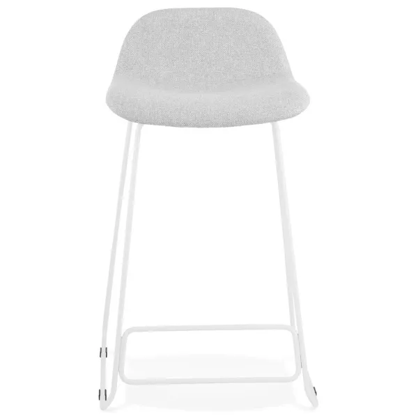 Tabouret de bar mi-hauteur en tissu pieds métal blanc CUTIE MINI (gris clair)