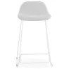 Tabouret de bar mi-hauteur en tissu pieds métal blanc CUTIE MINI (gris clair)