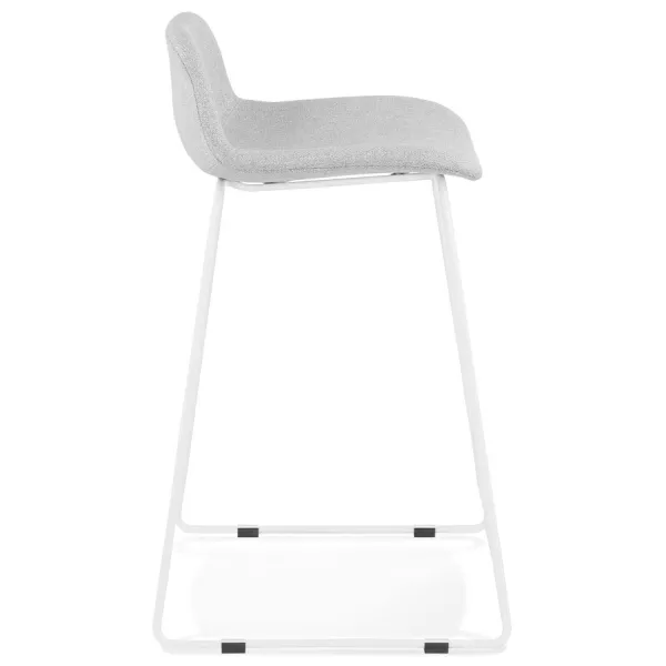 Tabouret de bar mi-hauteur en tissu pieds métal blanc CUTIE MINI (gris clair)