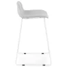 Tabouret de bar mi-hauteur en tissu pieds métal blanc CUTIE MINI (gris clair)