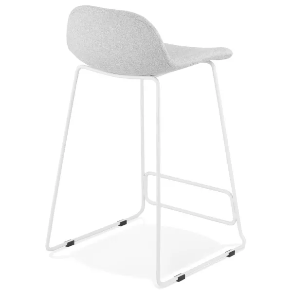 Tabouret de bar mi-hauteur en tissu pieds métal blanc CUTIE MINI (gris clair)