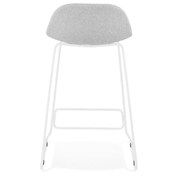 Tabouret de bar mi-hauteur en tissu pieds métal blanc CUTIE MINI (gris clair)