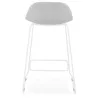 Tabouret de bar mi-hauteur en tissu pieds métal blanc CUTIE MINI (gris clair)