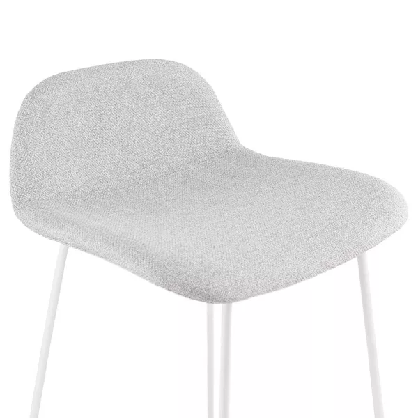 Tabouret de bar mi-hauteur en tissu pieds métal blanc CUTIE MINI (gris clair)