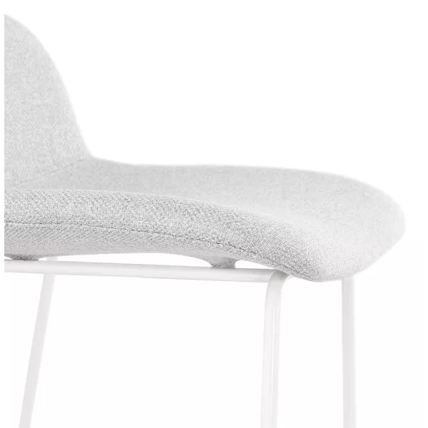 Tabouret de bar mi-hauteur en tissu pieds métal blanc CUTIE MINI (gris clair)