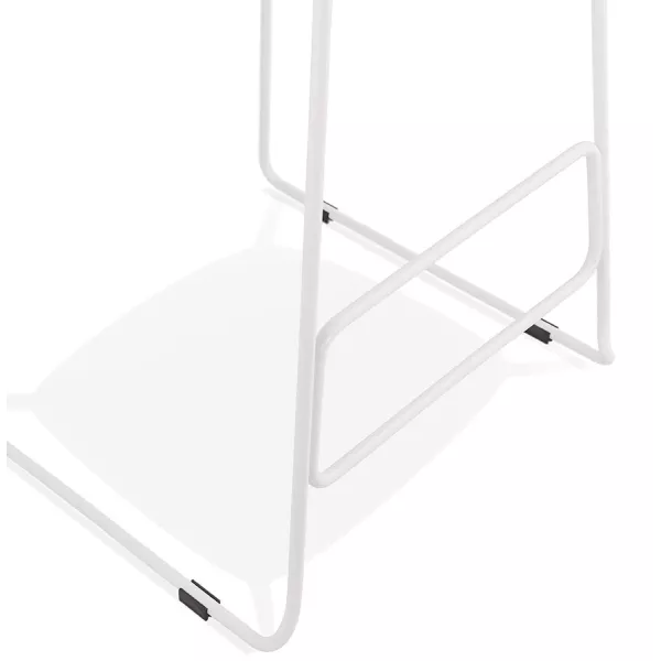 Tabouret de bar mi-hauteur en tissu pieds métal blanc CUTIE MINI (gris clair)