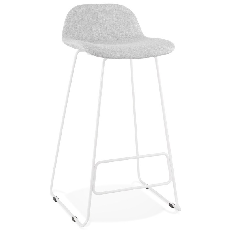 Tabouret de bar chaise de bar en tissu pieds métal blanc CUTIE (gris clair)