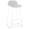 Tabouret de bar chaise de bar en tissu pieds métal blanc CUTIE (gris clair)