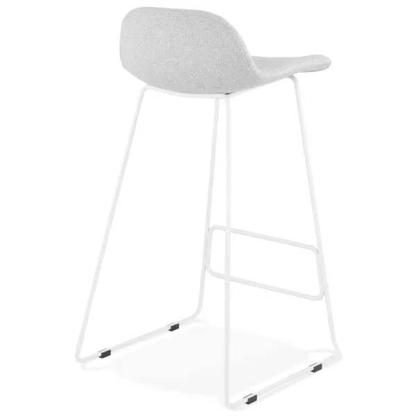 Tabouret de bar chaise de bar en tissu pieds métal blanc CUTIE (gris clair)