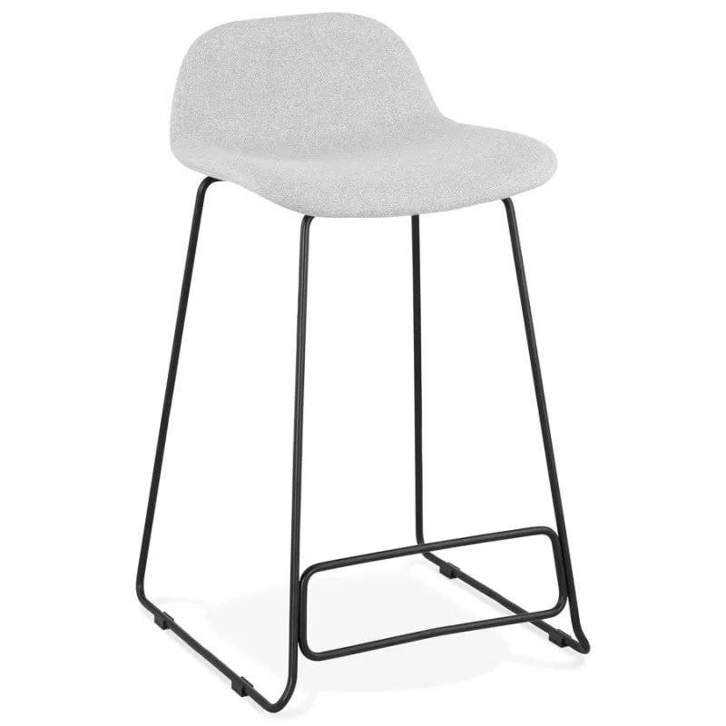 Tabouret de bar mi-hauteur industriel en tissu pieds métal noir CUTIE MINI (gris clair)