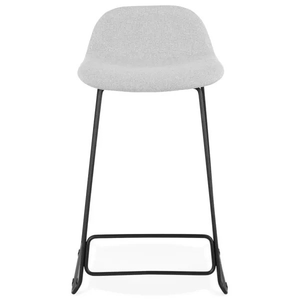 Tabouret de bar mi-hauteur industriel en tissu pieds métal noir CUTIE MINI (gris clair)